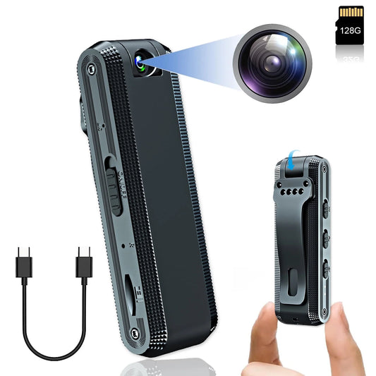 Small Body Camera 1080P Full HD ,Mini Body Camera with 128GB Memory Card,Premium Portable Body Camera with Night Vision and Motion Detection Wearable for Office, Law Enforcement, Security Guard