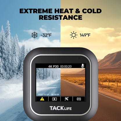 Tacklife 4K Car Dash Cam, Front Dashcam with Wifi & GPS, 2" IPS Screen, 170° Wide Angle, Loop and Emergency Recording, Parking Monitor, G-Sensor, WDR