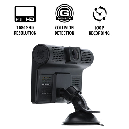 New  Universal 4 Inch LCD 1080P HD Dual-Lens Dash Camera, G-Sensor Detects Motion and Accidents, Two Cameras, Micro-Sd Card Slot