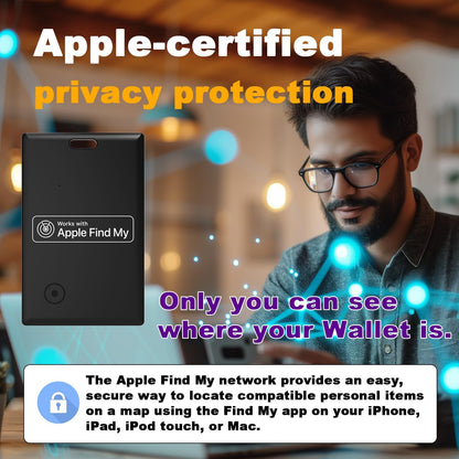 Slim Wallet Tracker Card with Find My Network - Works like Airtag, Locate Your Wallet Easily