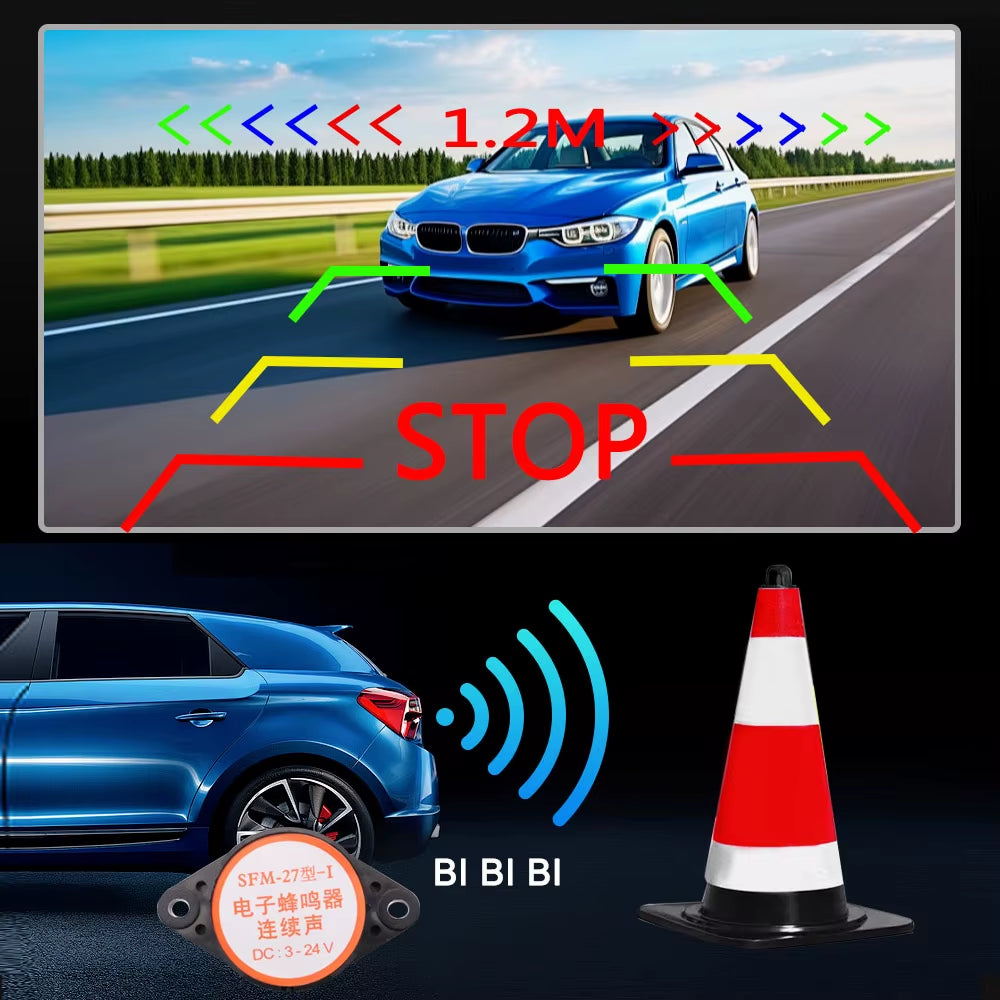 180 Degree 1080P Car Video Parking Sensor Reverse Visible Radar Detector System Night Vision Waterproof Reverse Camera