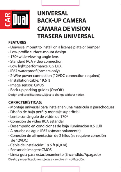 (2 Pack)  Electronics XCAM200 Waterproof Full Color Backup Camera, Wide Viewing Angle Lens