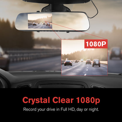 (2 Pack)  Roadcam Mirror 1080P Mirror Mount Dash Cam, Universal Compatibility with Smart G-Sensor, 4.7" Monitor, Adjustable Lens, Wide Angle View, BT533147