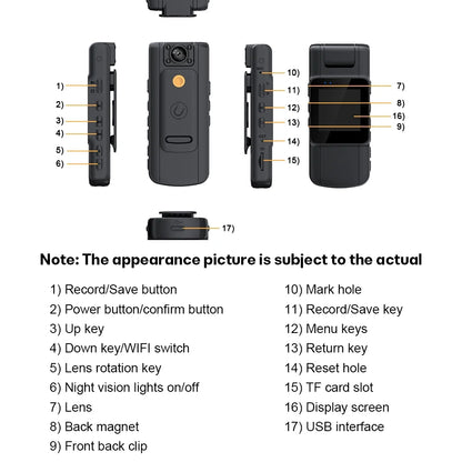 128GB 180° Rotate Mini Body Camera - 1080P Wearable Camcorder with Night Vision - Long Battery Life Audio Video Camera for Daily Records