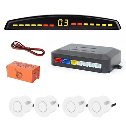 Car Reverse Radar Kit Vehicle Parking Sensor System with 4 Parking Sensors Backup Radar with LED Distance Display Beep Alarm