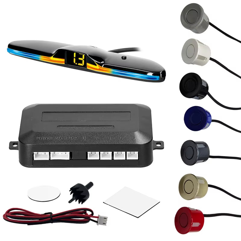 Multiple Radar Parking Sensor Kit Backlight Park Tronic LED Display System Backup Monitor Detector Assistant 4/6/8 Radar Sensor