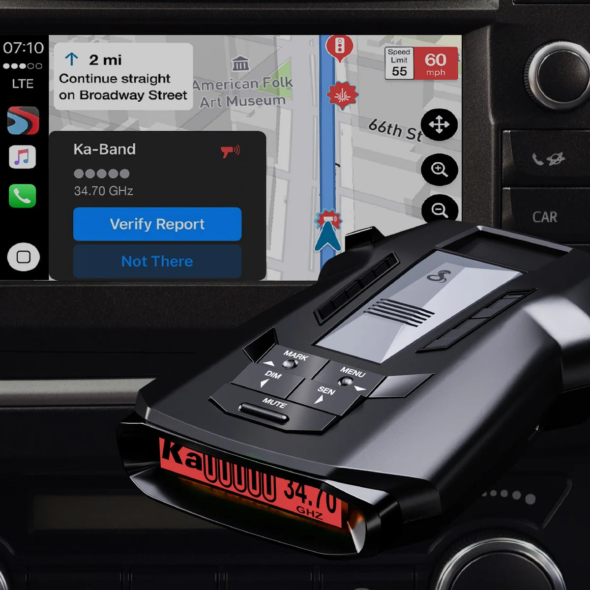 Cobra RAD 700I Laser Radar Detector - Premium Detection Range, Autolearn Intelligence, Advanced Filtering, Apple Carplay & Android Auto, Front & Rear Detection