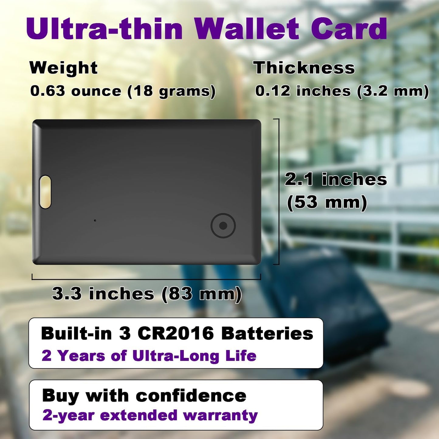 Slim Wallet Tracker Card with Find My Network - Works like Airtag, Locate Your Wallet Easily