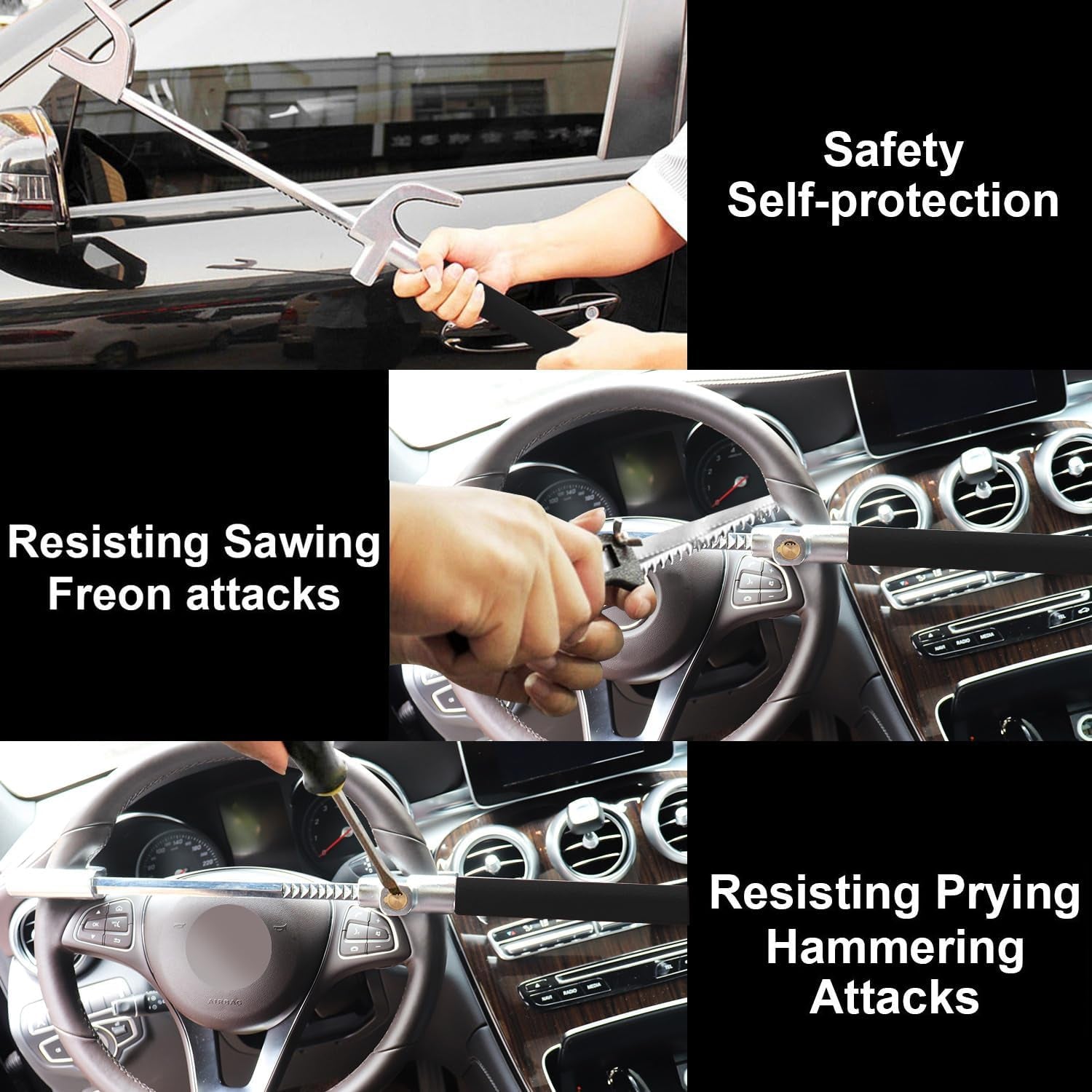Steering Wheel Lock and Car Wheel Lock Double Protection for Your Car anti Theft