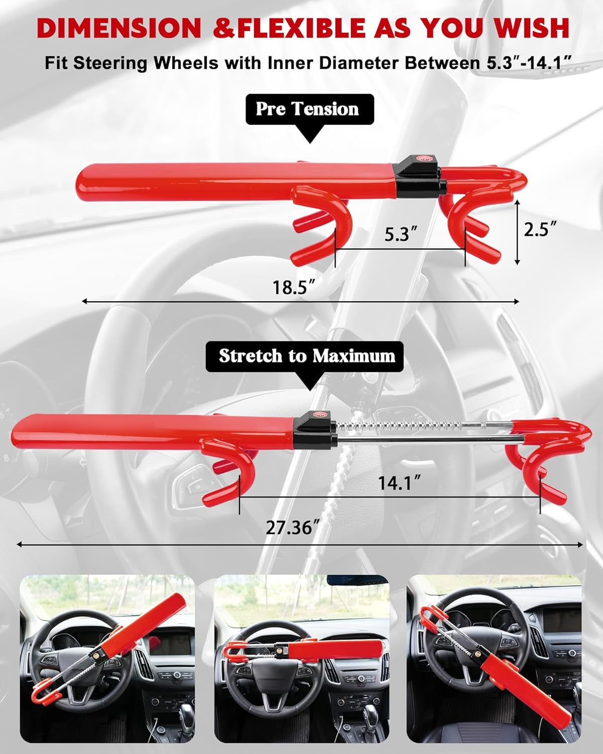 Steering Wheel Lock anti Theft Car Device Universal Theft Prevention Car Lock
