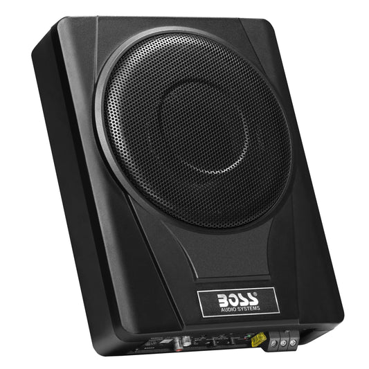 BASS8 8 Inch Powered under Seat Car Subwoofer – 800 Watts Max, Single 4 Ohm Voice Coil, Built-In Amp, Remote Subwoofer Control, Sold Individually