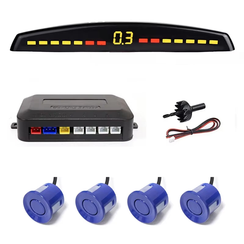 Car Reverse Radar Kit Vehicle Parking Sensor System with 4 Parking Sensors Backup Radar with LED Distance Display Beep Alarm
