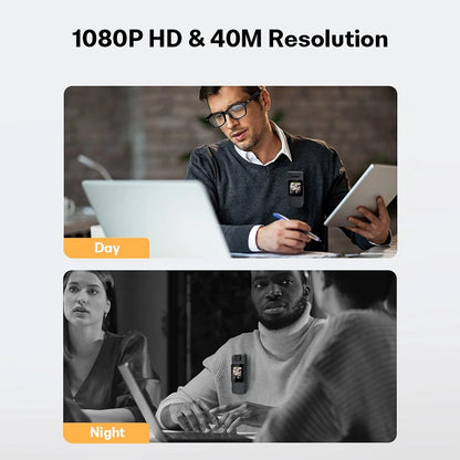 128GB 180° Rotate Mini Body Camera - 1080P Wearable Camcorder with Night Vision - Long Battery Life Audio Video Camera for Daily Records