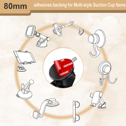 Extra Strong Adhesive Sticker Pads for Car Phone Mounts - 6Pcs Double-Sided Very High Bond Circle Tape, 80Mm (3.15") round Sticky Replacement for Suction Cup Itmes Car Dashboard Dash Camera GPS