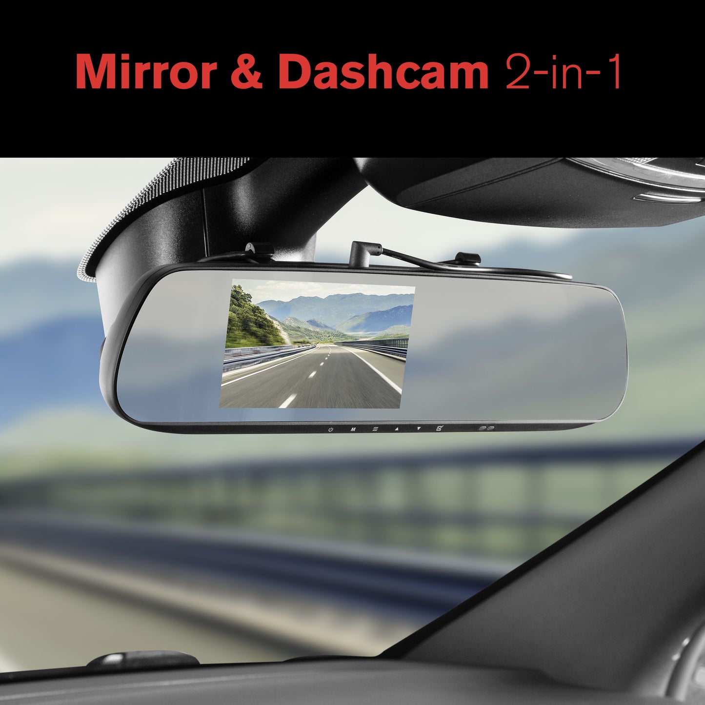 (2 Pack)  Roadcam Mirror 1080P Mirror Mount Dash Cam, Universal Compatibility with Smart G-Sensor, 4.7" Monitor, Adjustable Lens, Wide Angle View, BT533147