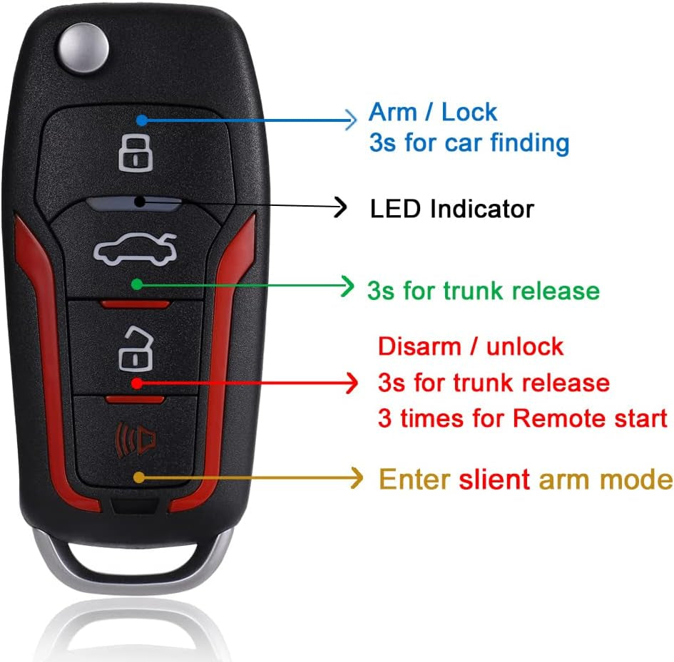 ① Car Keyless Entry Security Alarm System + ② Remote Engine Starter + ③ Push to Start Stop Iginition Kit Button